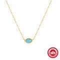 wholesale S925 Sterling Silver Vintage Turquoise Pendant Diamond Necklace for Women-0-0