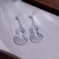 wholesale S925 Sterling Silver New Popular Chinese Style Gourd Earrings Moissanite Long Pave Diamond Advanced Earrings-0-1