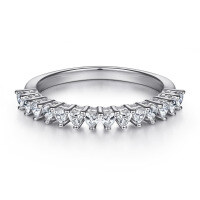 wholesale S925 Sterling Silver Heart-shaped Single Row Women's Ring Cross-border E-commerce Foreign Trade Silver Jewelry Factory Direct Wholesale-Platinum US size 6#