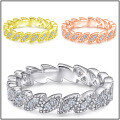 wholesale 925 Sterling Silver Amazon Cross-Border New Ring, European and American Creative Leaf-Shaped Stackable Ring with Zirconia, Niche Women's Ring-0-0