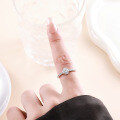 Silver 1-Carat Flower Four-Prong Fashion Moissanite Open Ring Gift-0-1