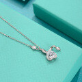 wholesale S925 Sterling Silver Moissanite Pendant Fashionable Versatile Light Luxury Niche Collarbone Chain for Women Gift for Girlfriend Lover-0-2