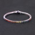 wholesale S925 Sterling Silver Light Luxury Rainbow Color Moissanite Tennis Bracelet 3/4/5mm Multicolor Bracelet Cross-Border Best Seller-0-4
