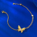 wholesale S925 gold-plated vintage botanical-inspired brushed dreamy butterfly adjustable high-end bracelet-0-1