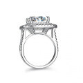 S925 Silver 5ct Moissanite Women's Ring, Luxury Square Tower Cut Emerald Design-0-3