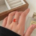wholesale S925 Sterling Silver Red Agate Inlaid Ring for Women, Elegant and Fashionable Design, Sense of Premium, New Collection-0-0