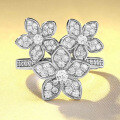 wholesale S925 full diamond three-flower ring for women, new design, European and American French style, fashionable and versatile, best-selling-0-0