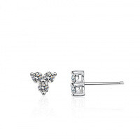 Sterling Silver Three-Leaf Clover Earrings with Moissanite-Set with moissanite  925 silver