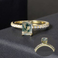 wholesale 925 Sterling Silver and Gold Gemstone Ring with Natural Moss Agate, Unisex and Versatile, Does Not Fade-0-4