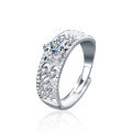925 Silver Adjustable Moissanite Ring, XYL New Luxury European and American Design, Ins-style Couple Gift-0-4