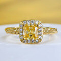 wholesale S925 Sterling Silver New 5*5 Sugar Square Yellow Diamond High-Carbon Diamond Cross-Border Ring for-0-5