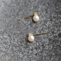 wholesale 9K Gold Small Drilled Pearl Pure Freshwater Pearl Exquisite Japanese-style Mini Stud Earrings-0-2