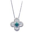 wholesale S925 Silver Four-Leaf Clover Paraiba Mother-of-Pearl Necklace, Fashionable and Versatile Commuter Pendant, Live Stream Best Seller-0-4