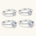 wholesale [S925 Sterling Silver] T's Classic Six-Prong Moissanite Ring for Women, Luxe Minimalist Style, High-End Wedding Band, Cross-Border Best Seller-0-2