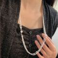 wholesale S925 Sterling Silver Heavy Work Multi-layer Bead Necklace for Women, New Style Korean Minimalist Small Trendy High-end Sense Sweater Chain-0-0