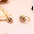 wholesale 925 silver gold-plated autumn new tea crystal set retro Japanese limited necklace pendant for women-0-3