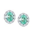 wholesale [Silver] Yun Tong Jewelry New Collection Paraiba High Carbon Diamond 7*9mm Oval Ice Flower Cut Women's Ear Studs-0-0