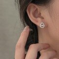 wholesale Fine Silver S999 Teardrop Hoop Earrings for Women, Light Luxury Elegant Fashion Minimalist Versatile Korean Style Ear Accessories-0-2