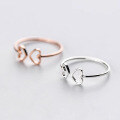 wholesale S925 Sterling Silver Women's Korean Style Small Fresh Hollow Heart Adjustable Ring Heart-shaped Single Ring J3870-0-3