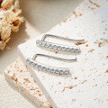 925 Sterling Silver Moissanite Women's Long Bar Earrings, Trendy Wholesale Accessories-0-0