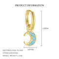 wholesale S925 Sterling Silver Blue Star Moon Ear Cuff With Turquoise, Fashionable And Luxurious Wholesale Earrings-0-5