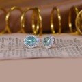 wholesale [Silver] Yun Tong Jewelry New Collection Paraiba High Carbon Diamond 7*9mm Oval Ice Flower Cut Women's Ear Studs-0-2