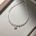 wholesale S925 silver, a few grams of broken silver, single diamond Swarovski pearl necklace, small and unique design, Xiaohongshu viral collarbone chain Y00749-0-4