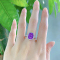 wholesale S925 silver new purple high-carbon diamond 8*10 radiant ring luxury-set women's ring-0-3