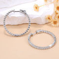 wholesale 925 Sterling Silver Plated with 18K Gold, Fashionable European and American Moissanite Earrings, Micro-Set Full Circle Large Hoops, High-End Moissanite Ear Accessories-0-1