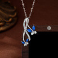 wholesale 925 Sterling Silver Blue Zircon Butterfly Pendant Necklace for Women, Minimalist Small Luxury Design, High-End Versatile Collarbone Chain-0-0