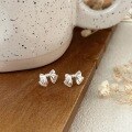wholesale S925 Sterling Silver Sweet and Elegant Bow Ear Studs Women New Spring Summer High-end Earrings-0-1
