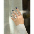 wholesale S925 Sterling Silver 440 Korean Version Silver Ring Ins Small Design Sense Minimalist Textured Leaf Smooth-0-3