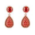 wholesale S925 Sterling Silver Pomegranate Red Zircon Ear Studs High-End European and American Fashion Drop Tassel Earrings Niche Luxury Wholesale-0-0