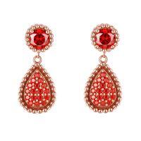 wholesale S925 Sterling Silver Pomegranate Red Zircon Ear Studs High-End European and American Fashion Drop Tassel Earrings Niche Luxury Wholesale-Rose gold 925 silver