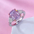 wholesale S925 Silver Imported High Carbon Diamond 8*10mm Pink Diamond Ring for Fashionable OL Women Cross-border-0-1