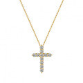 14K Gold-Plated 925 Sterling Silver 1ct Moissanite Geometric Cross Pendant Necklace-0-4