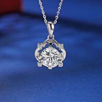 wholesale Sterling Silver Four-Leaf Clover Two-Carat D Color Moissanite Necklace for Women, Versatile Small Design with High-End Feel, Delicate Layering Chain-TL010183 (zircon) 925 silver