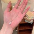 wholesale S925 Sterling Silver Ethereal Beauty Water Drop Zircon Necklace, Enchanting Collarbone Chain, Fresh and Sweet Unique Design-0-0