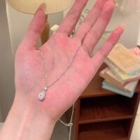 wholesale S925 Sterling Silver Ethereal Beauty Water Drop Zircon Necklace, Enchanting Collarbone Chain, Fresh and Sweet Unique Design-Platinum 925 silver