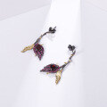 wholesale S925 Sterling Silver Designer High-End Floral Earrings, Natural Style Design with Natural Garnet Stud Earrings-0-3