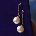 wholesale 18K Gold + Natural Japanese Akoya Seawater Pearl Earrings, Stylish Ins Fashion Earring Accessories Custom Processing-0-2