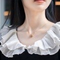 wholesale S925 silver gold-plated Japanese retro-style black agate geometric lattice pendant necklace with an elegant vintage diamond-shaped pendant-0-2