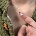 wholesale S925 Sterling Silver Flashing Zircon Brushed Little Star Necklace, Lucky Star Pendant, Niche Design, High-End Elegant Sweet Collarbone Chain-0-3