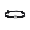 wholesale 925 Sterling Silver 3mm Black Hand-Braided Adjustable Bracelet with Sparkling Zircon Charms-0-4