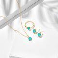 wholesale Metal: S925 Sterling Silver Plated with 14K Gold DUNLI Summer New Square Turquoise and White Crystal Fresh Earrings for Women-0-3