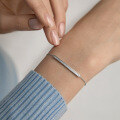wholesale 925 Sterling Silver One-word Bracelet with Zirconia, Minimalist and Luxurious for Women, Cross-border Europe and America-0-1