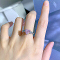wholesale S925 Silver New Style Pink and Blue Couple 8*8 Heart-Shaped Pink Diamond Ice Flower CutIns Style-0-3