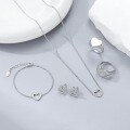 wholesale S925 Silver Heart Necklace Bracelet Earring Cross-Border Best-Seller Jewelry Set European and American Silver Processing Custom Wholesale-0-3