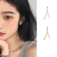 wholesale S925 Sterling Silver Minimalist Ear Hook for Healing Ear Piercings, Small U-Shaped Stud with Unique Design M00193-S925 silver pair silver 925 silver
