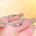 wholesale S925 Sterling Silver Sweet Crushed Ice Bow Ring for Women, Small and Exquisite Design, High-End Feel, Luxury Minimalist Open Band-0-4